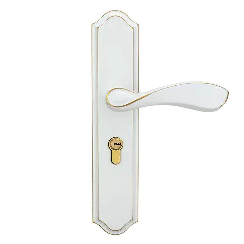 基亚简约轻奢瓷白色室内卧室实木门锁家用静音房门锁手把通用锁具