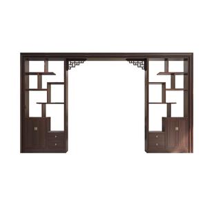 实木入户隔断公客厅办物架餐厅遮挡装饰新中77378式酒置月店洞门