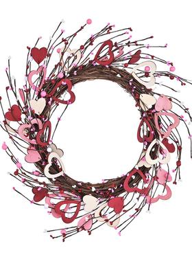 场新品情婚人节KZP爱花环门挂礼求婚派对景心装饰心形花环