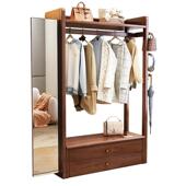 实木挂衣卧架穿衣镜身312款 衣一体地室家用落全镜衣帽架抽屉收纳