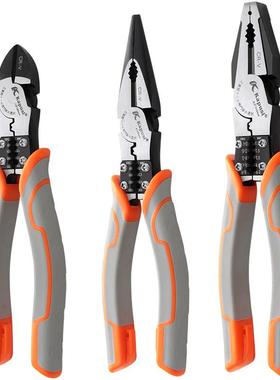 apsi工业级多功钢丝钳偏心省斜力能尖嘴口钳老虎u钳压线剥线钳子