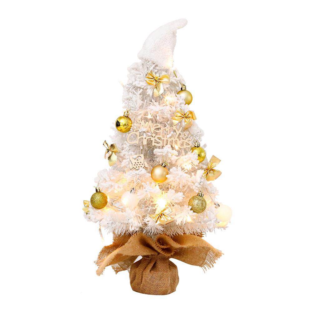 4白色迷你圣诞树5/新白色植0cm植绒树套餐ED桌面L小圣诞树摆件圣