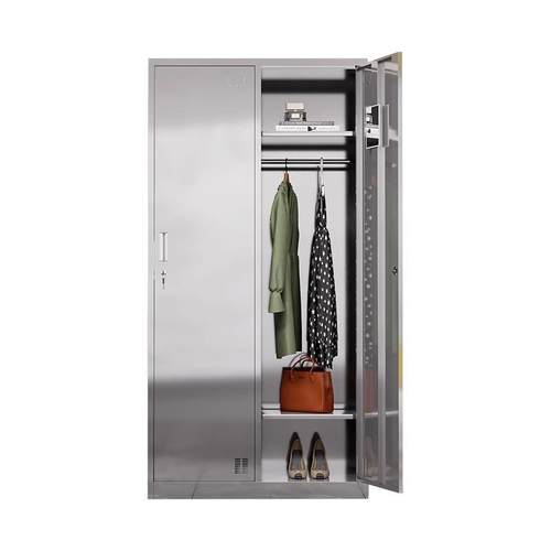 不锈钢更衣柜加厚斜顶更衣柜员工多门带锁储物柜工厂宿舍更衣柜子