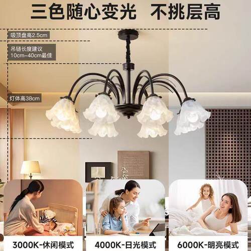 法式复古客厅吊灯大厅卧室主灯2025新款美式大气餐厅灯中古风灯具