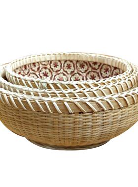 越竹东编竹篮果盘糕点茶点南亚收南篮纳篮YVO沥水篮簸箕田园风果
