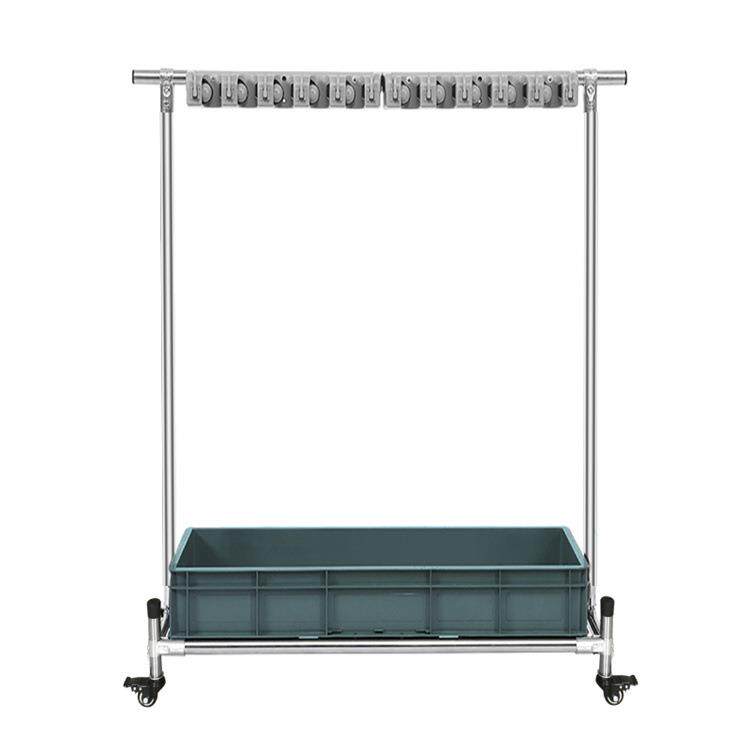 可移动不锈钢拖把扫把挂架免打孔拖把架落地式卫生间沥水收纳整理