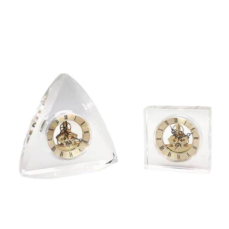 板现代复古水晶钟表摆/件样房过道卧艺室书房工摆件家居客装饰厅