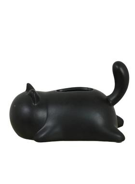 KJF可创饰盒意猫咪陶瓷纸爱巾摆件家用纸抽盒客厅茶几桌面抽纸盒