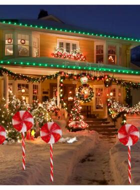 cL室内外64m棒棒糖地插灯一拖三LE糖D果路灯圣U诞节庭ZDC院草坪装