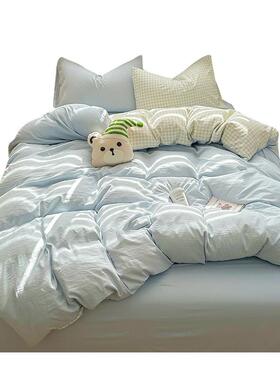 i床ns风纯色水洗棉四件套2025秋季用被套南家通纺上品三AMD美拉件