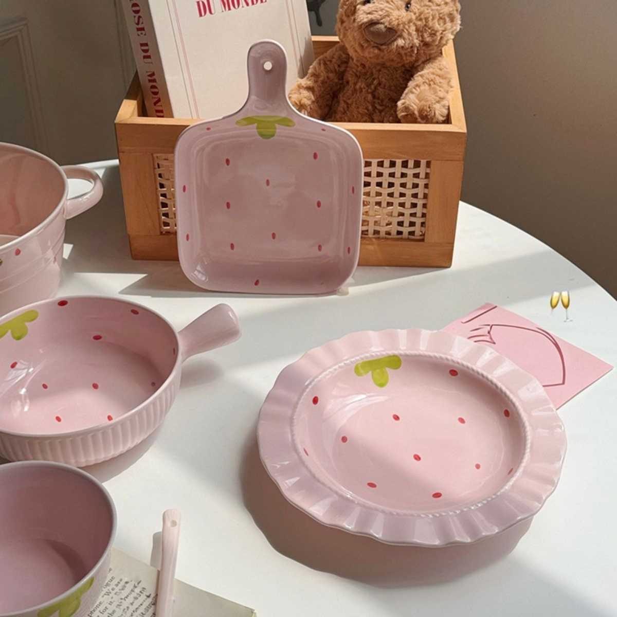 草莓釉下彩碗家用陶瓷碗