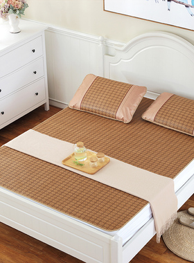 夏季学生宿c舍双单人床冰丝藤席夏凉席可折叠上下铺席子0.9米1m1.