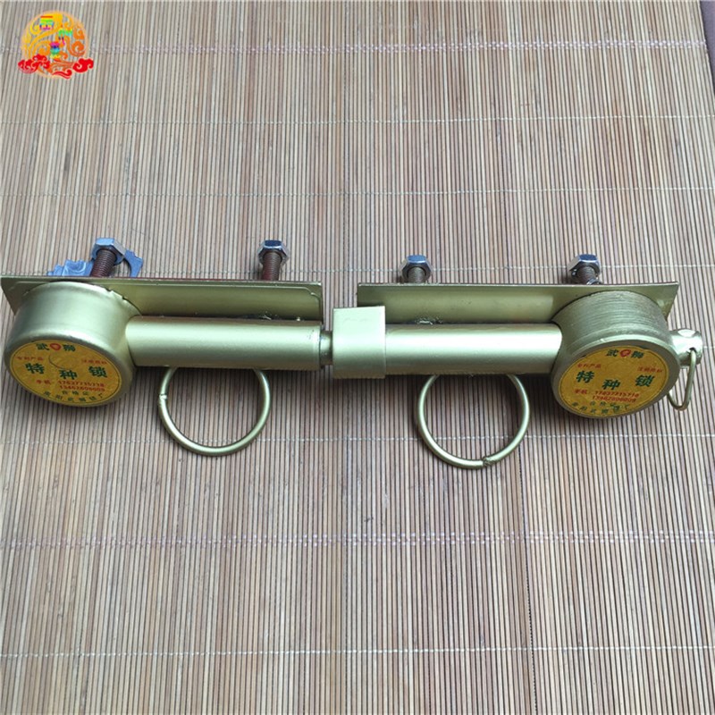 老式大门锁木门铁门双扇锁防盗锁仓库穿条锁插销铁V门锁栓门锁包