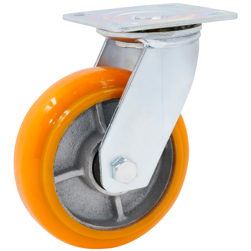 4寸5寸6寸8寸脚轮重型韩式圆弧z铁芯PU万向轮脚轮设备货架推车轮