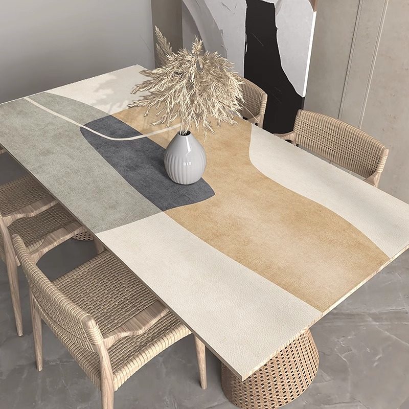 餐桌垫桌布轻奢高级侘寂风皮革美式免洗防水防油桌面保.护垫茶几