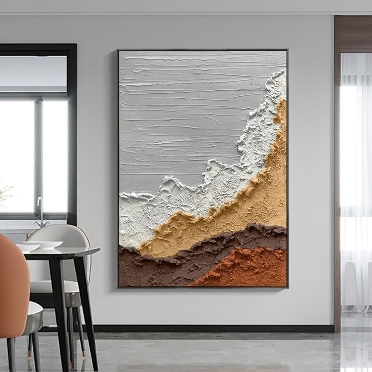 厚肌理抽象手绘油画立体客厅大幅沙发落地画背景T墙装饰画玄关挂图片