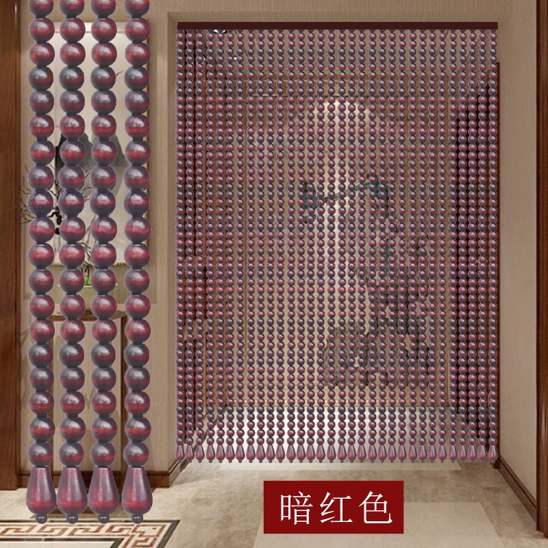 香樟木夏防蚊实木珠帘大门客v厅卧室门帘客厅玄关隔断帘中式免打