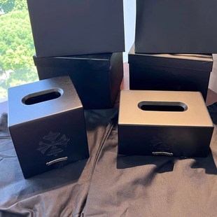 复古十字架h雕刻925银徽章黑胡桃木客厅轻奢装 欧式 饰纸巾盒抽纸盒