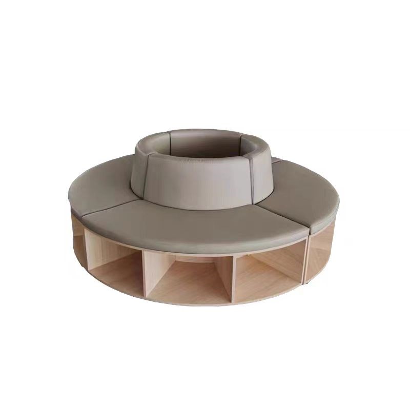 早教幼儿园医f院银行大厅休息等候区绕圆柱软包沙发凳创意圆形卡