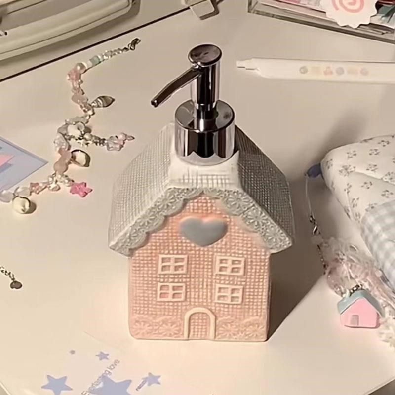 小房子按压分装瓶化妆品洗发水沐浴露洗K衣液陶瓷瓶卫浴洗漱用品