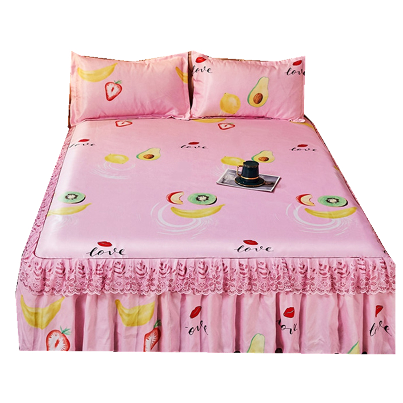 床裙冰丝凉席f三件套可水洗可折叠1.8m床2.0米双人1.5机洗家用软