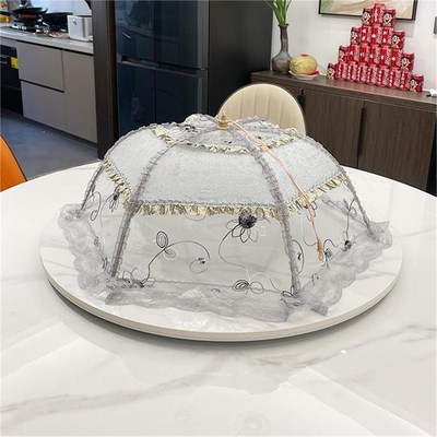 盖菜罩2024新款家用大圆v桌菜罩特大号饭罩伞折叠防蚊虫食物罩轻