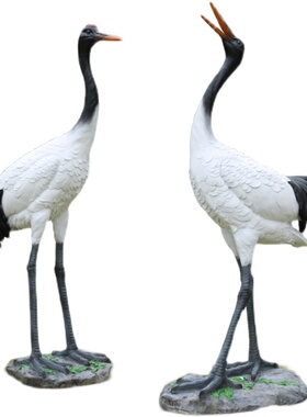 玻璃钢仿真鸟仙鹤丹顶鹤s雕塑摆件售楼部小区公园水池景观造景装