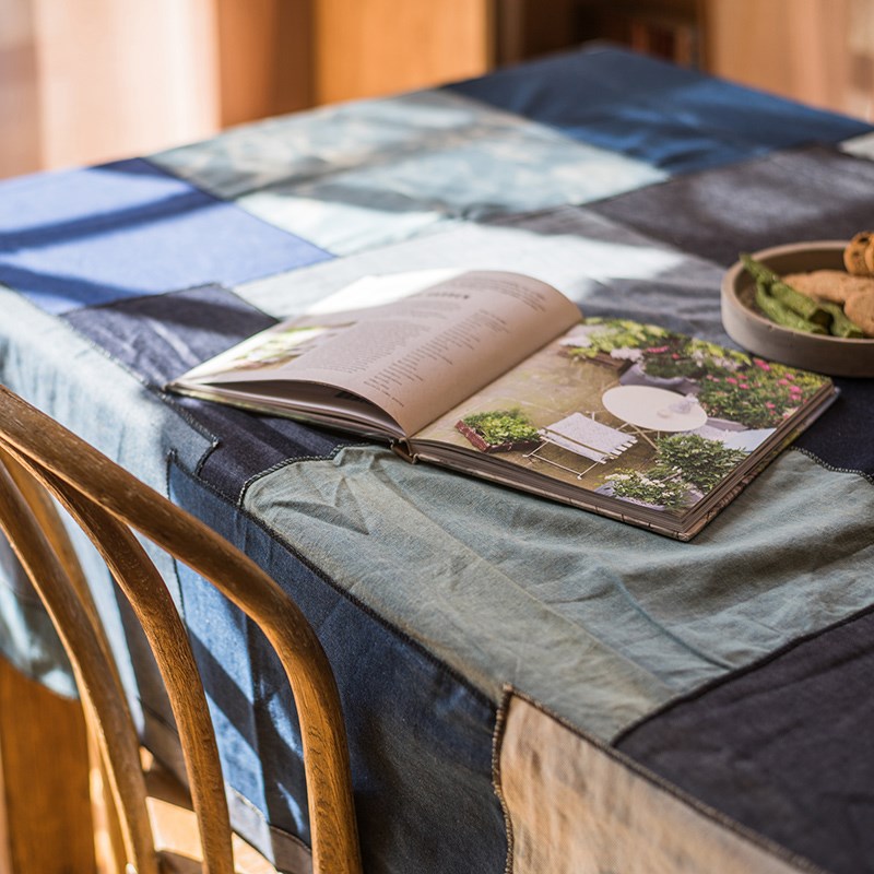 牛仔桌布美式复古手工艺术装饰造景拍照道具布摆拍V直播拍摄背景