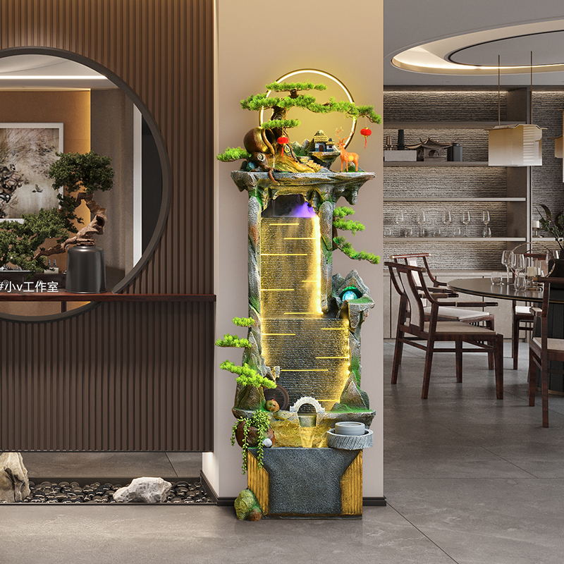 中式高山流水摆件客厅水幕墙喷泉景观办公L室开业乔迁新居装饰礼