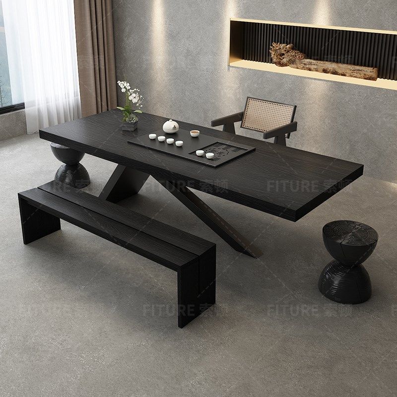 侘寂风碳化白蜡木茶桌实木桌椅组合客F厅办公室工作台会议室喝茶,住宅家具,家用茶台/茶桌,淘宝优惠券,粉丝福利购,淘宝优惠卷