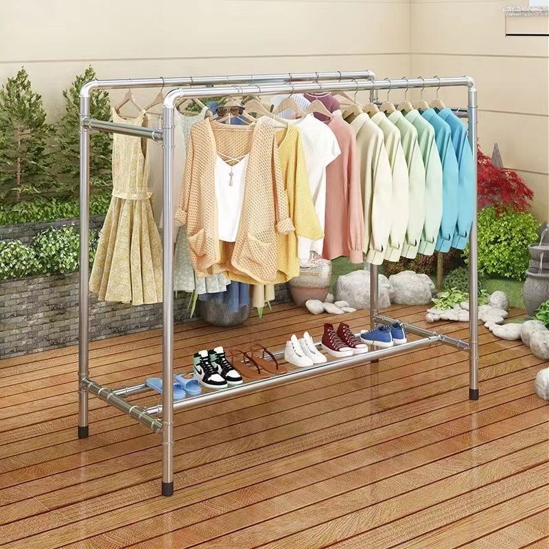 镀锌水管钢管家用卧室不锈钢晾衣架户外H阳台晒衣架晒被晾肉架烤