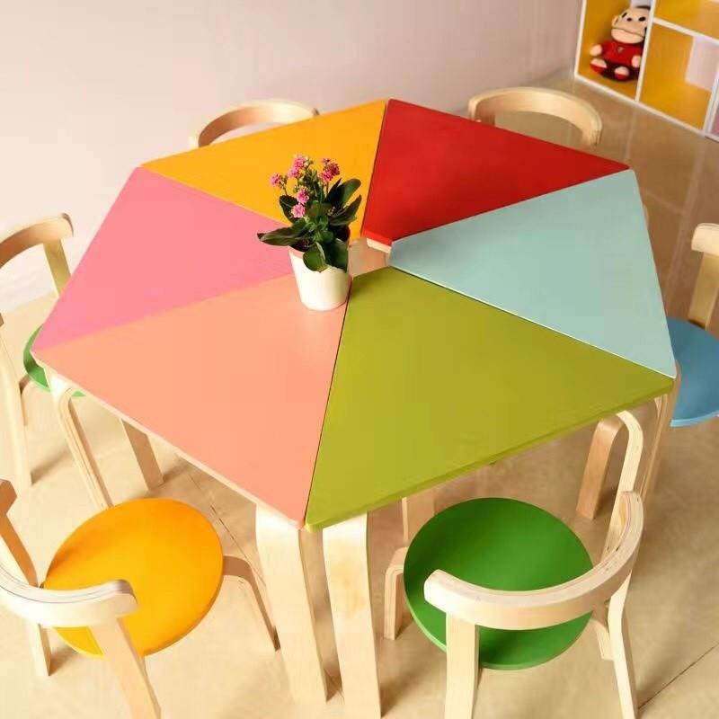幼儿园桌椅早教儿童小学生实木课桌椅套装美术绘画辅导培训班桌子