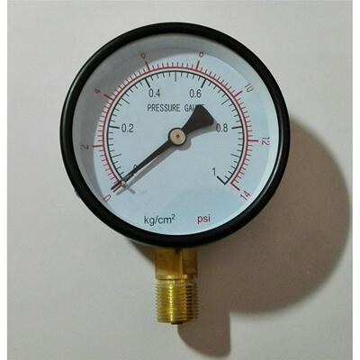 压力表pressure gauge 0～1kg/cm2 0-14psi y-100 表盘直径100mm