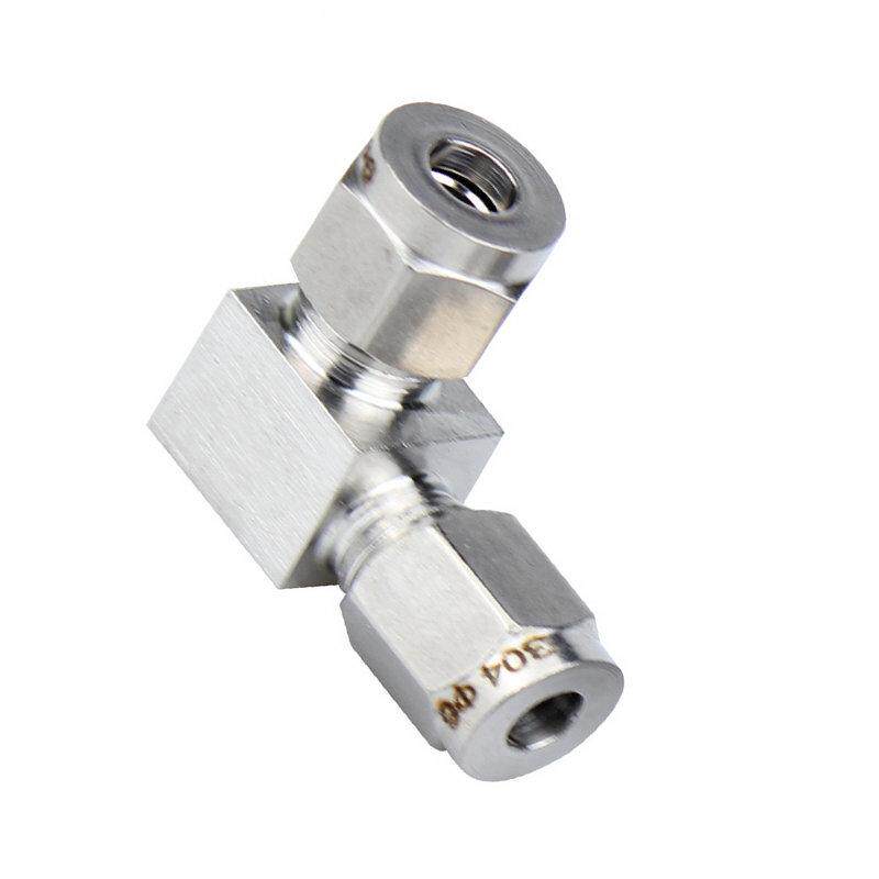 304不锈钢卡套弯头中间 仪表弯通气源管接头90度等径直角钢管接头