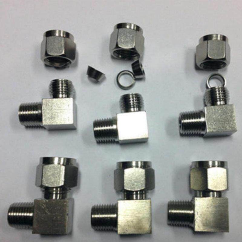 304不锈钢卡套弯头 90度直角弯通终端双卡套接头ZG/RC/PT6 8 10mm