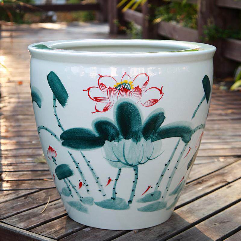 加高插花装饰盆干花造景园艺水缸金鱼缸画卷缸绿藻青鱂观背荷花盆