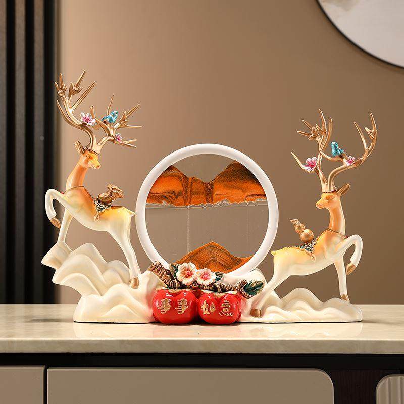 流沙画招财鹿摆件客厅玄关酒柜电视柜新家居装饰摆设结婚乔迁礼物,鲜花速递/花卉仿真/绿植园艺,洒水/浇水壶,淘宝优惠券,粉丝福利购,淘宝优惠卷