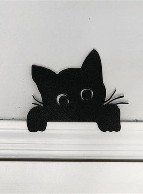 外贸 金属工艺品黑色猫咪v门框门角装饰门顶装饰窗户室内墙面摆件