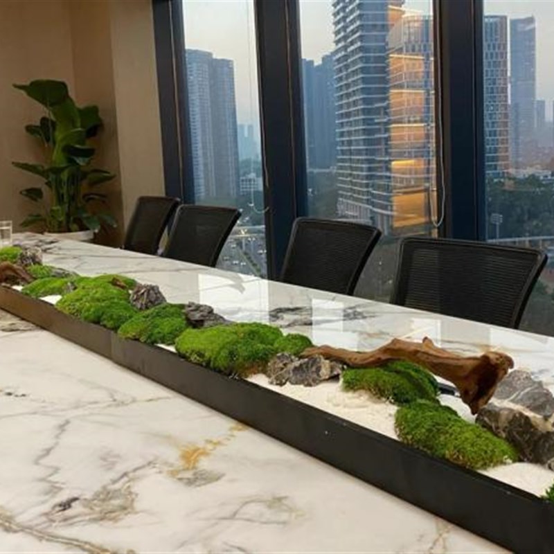商务会议摆台f 轻奢酒店会所桌面艺术摆景 居室玄关苔藓真石盆景