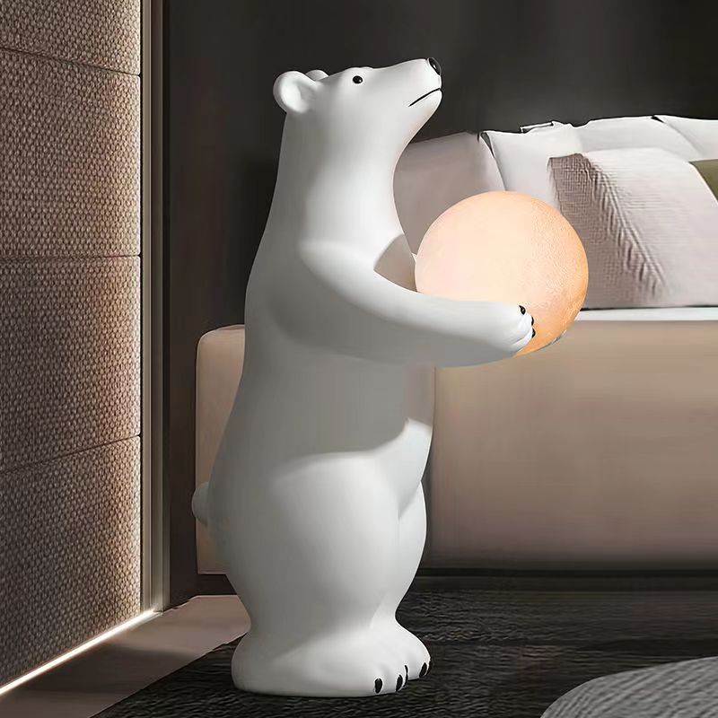 创意客厅落地熊摆件大型动物电视柜玄F关乔迁轻奢装饰收纳托盘礼