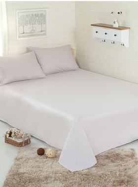 床单单件纯棉加大纯色o全棉单人双人学生被单1.8米1.2m床白色红色