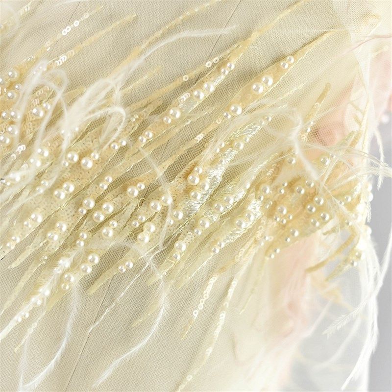 鹅黄羽毛亮片刺绣蕾丝钉珠花边辅A料仙仙手工diy装饰材料礼服面料,居家布艺,花边,淘宝优惠券,粉丝福利购,淘宝优惠卷
