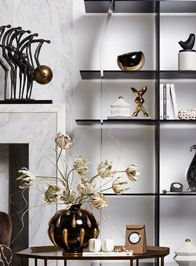 档家居花书柜组合轻奢博古架样板间装饰品摆件公Z室书房软装
