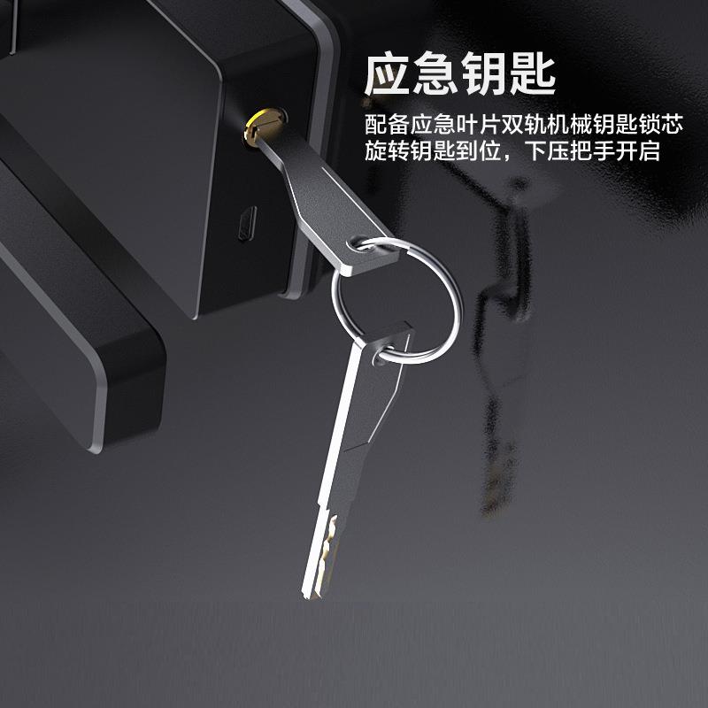 办公室电子密码把手一握开指纹门锁高隔断玻璃门智能锁厂家