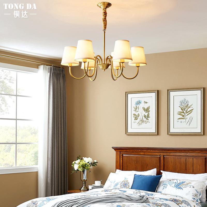 小美式简约厅全铜家吊灯田园客厅餐灯别墅大灯气无品牌/房间卧室