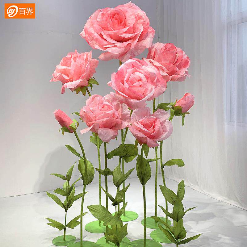 纸花婚假花礼布艺置仿真花婚庆路花巨无品牌/型玫瑰装饰花迎宾引