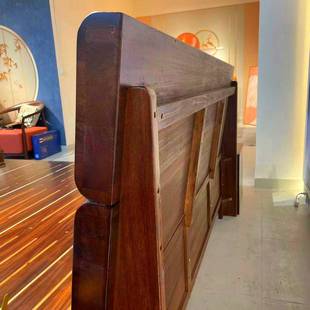 ENT北黑胡木全实木床1.8桃m新中式 双人床床家用1.5m美单人主卧婚