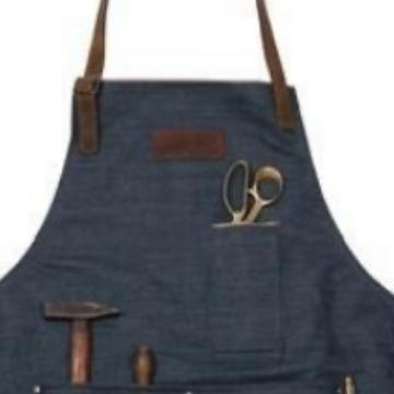 定件制牛仔帆裙布棉麻真皮配63010围裙工作围布手工定制