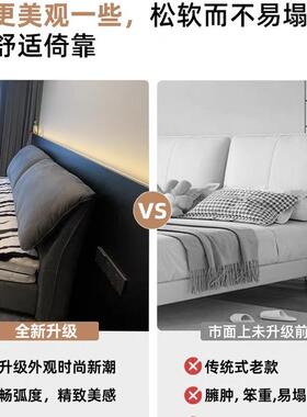 意式现极简大象耳朵技绒布艺床代简约科2米x2F98H9T662双人米主卧