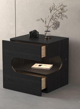 极简床柜卧意式创意床IQA头边柜现代黑色家简约人造板用室客厅